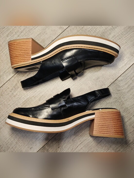 Dolce Vita Shoes - Dolce Vita Hattie Slingback Block Heel Loafer in Black Stella.